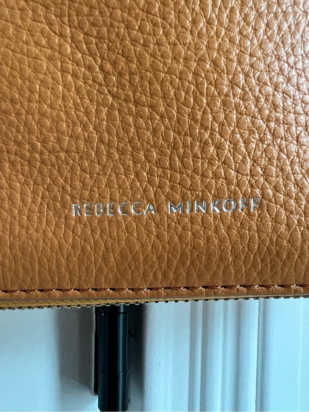 Rebecca Minkoff Cognac Pebbled Leather Tote with Silver Logo
